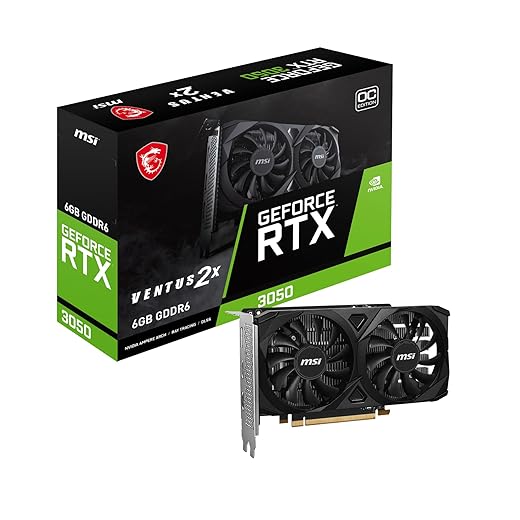 MSI GeForce RTX 3050 Ventus 2X E 6G OC PCI_E Graphic Card - Nvidia Geforce RTX 3050 Gpu, 6Gb GDDR6 96-Bit Memory, 14 Gbps, PCI Express Gen 4 x16Interface, Up to 1492 Mhz, Dual Fan