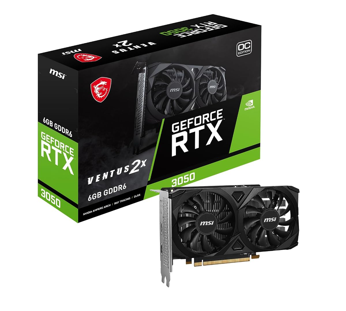 MSI GeForce RTX 3050 Ventus 2X E 6G OC PCI_E Graphic Card - Nvidia Geforce RTX