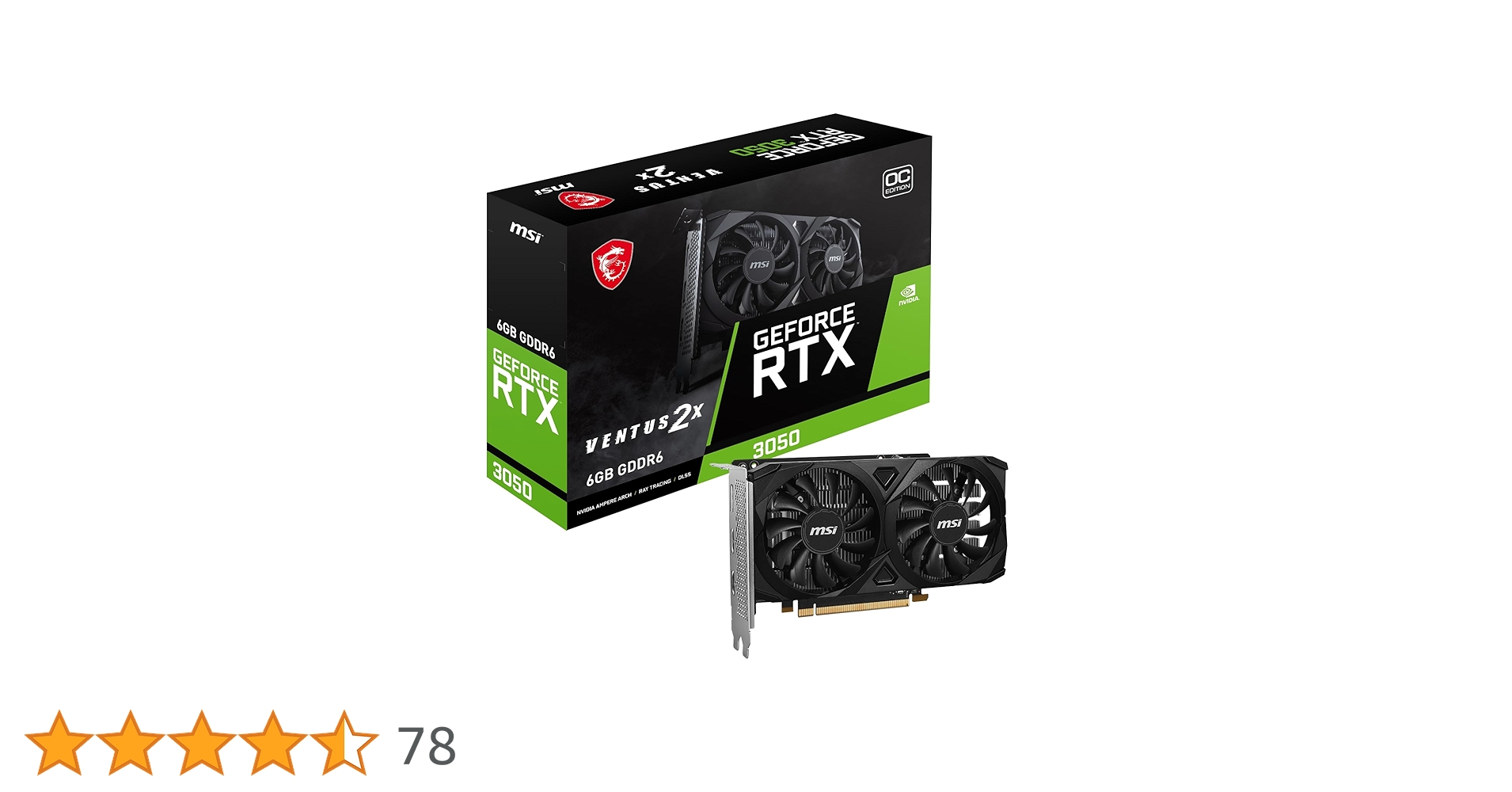 グラフィックボード・グラボ・ビデオカード MSI GeForce RTX 3050 Ventus 2X MSI GeForce RTX 3050 VENTUS 2X 6G OC
