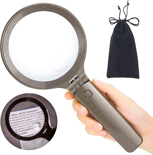 HONWELL Lupa con luz  3 x 5 aumentos, 3 modos 16 LED, funciona con pilas para leer, inspección, monedas, pasatiempos