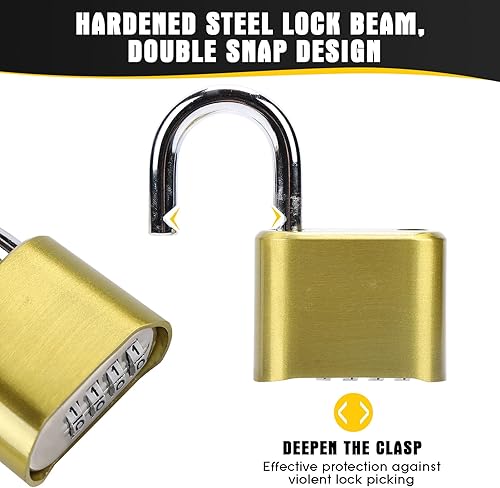 Miniatura 6 de Cerradura de combinación resistente de 4 dígitos, cerradura de combinación para exteriores, cerradura de combinación reajustable para casillero,