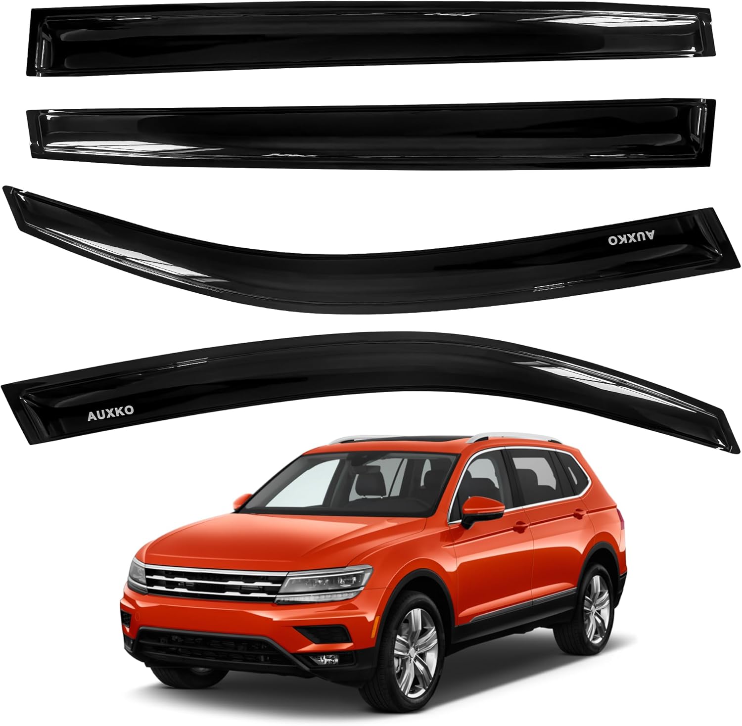 AUXKO Rain Guards for Volkswagen (VW) Tiguan 2025-2018, Window Vent Visors Accessory - Tape-On Rain Guard Window Visor for Volkswagen Tiguan Auto Car, Side Window Wind Deflectors & Visors Smoke Black Black for volkswagen tiguan 2024-2018
