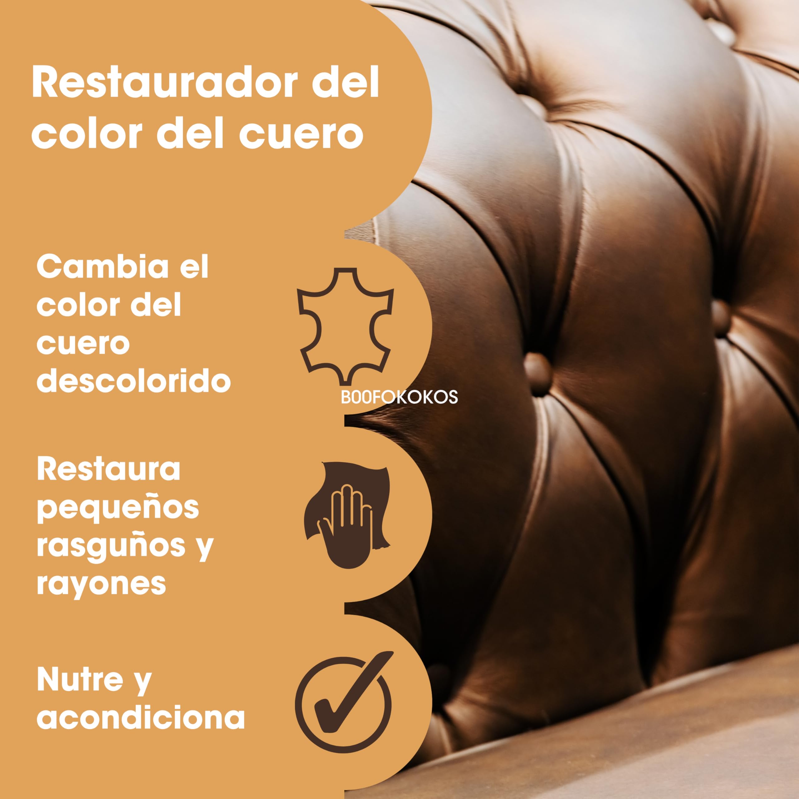 Furniture Clinic Bálsamo Recolorante para Cuero - Restaurador Color Cuero Muebles, Sofá Desgastado, Automóviles (Marrón Oscuro)