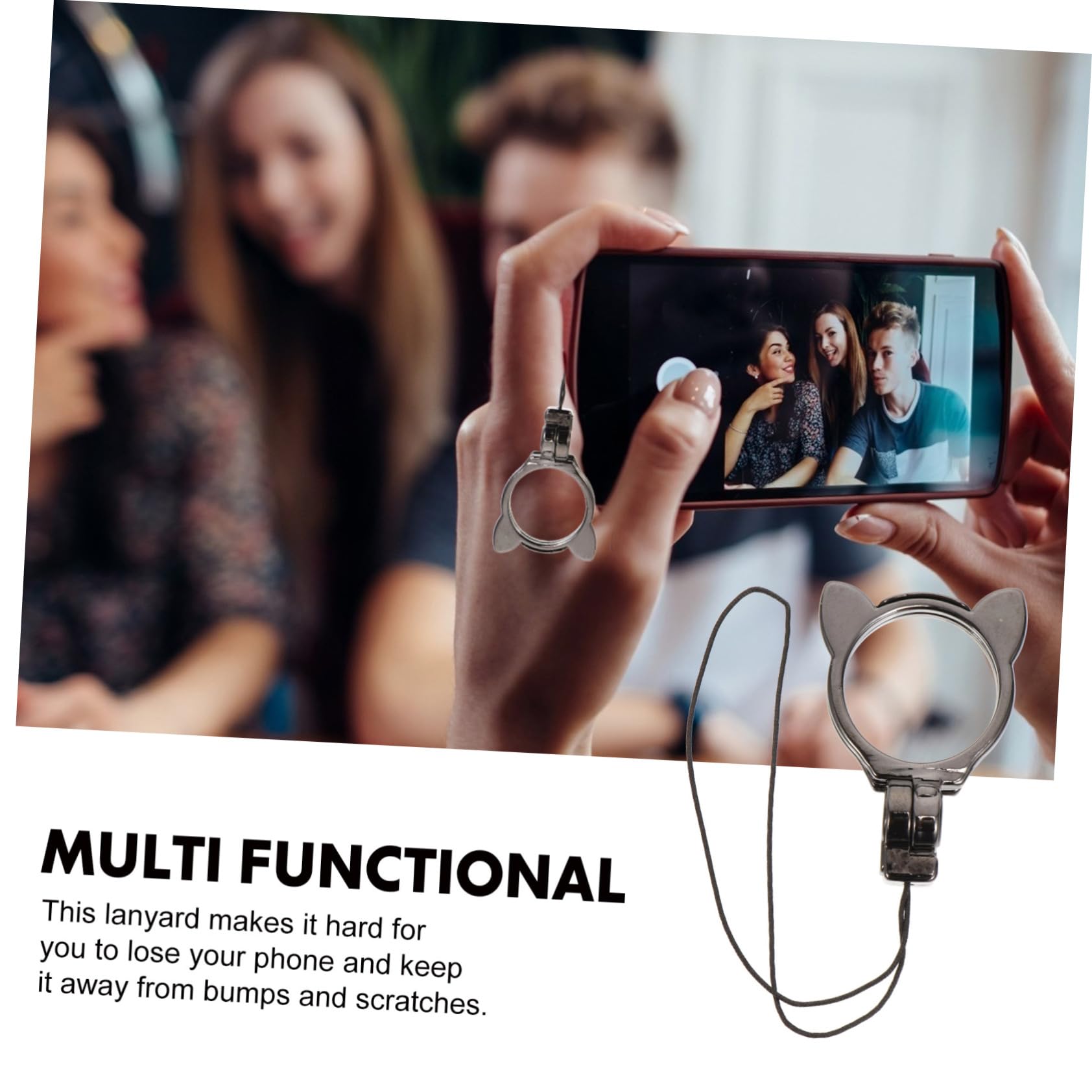 UKCOCO 2piezas Cuerda Para Teléfono Móvil Con Lanyard y Anillo De Dedo Diseño Duradero y Resistente Para Colgar Al Cuello Protección Efectiva Contra Caídas y Robos