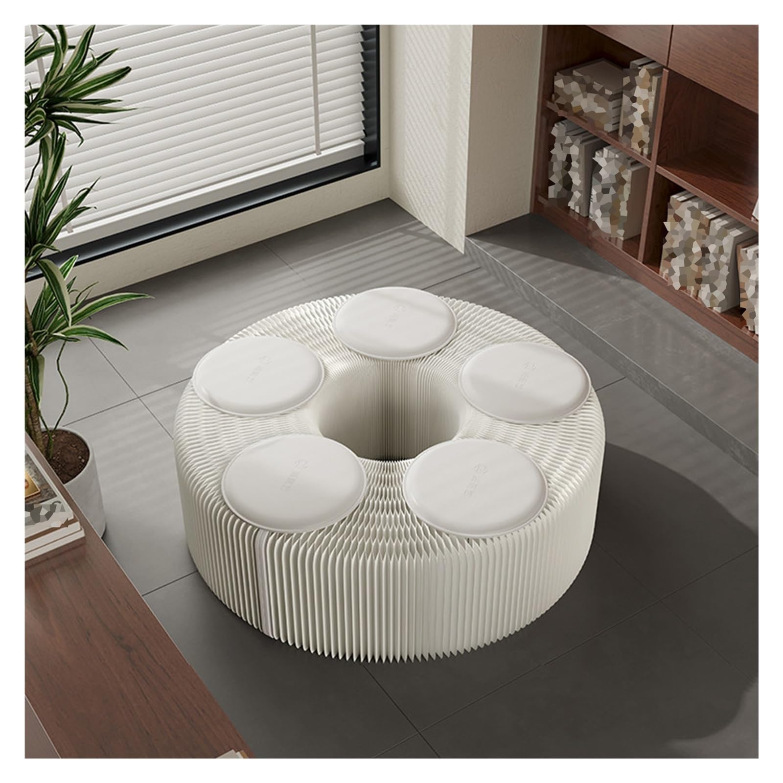 WIGING Teleskopisch Faltbare Papierbank Tragbar Multifunktional Schuhwechselbank Mit Kissen Für Esszimmer Wohnzimmer Eingangsbereich Café(White,(LxWxH) 500x30x44cm)