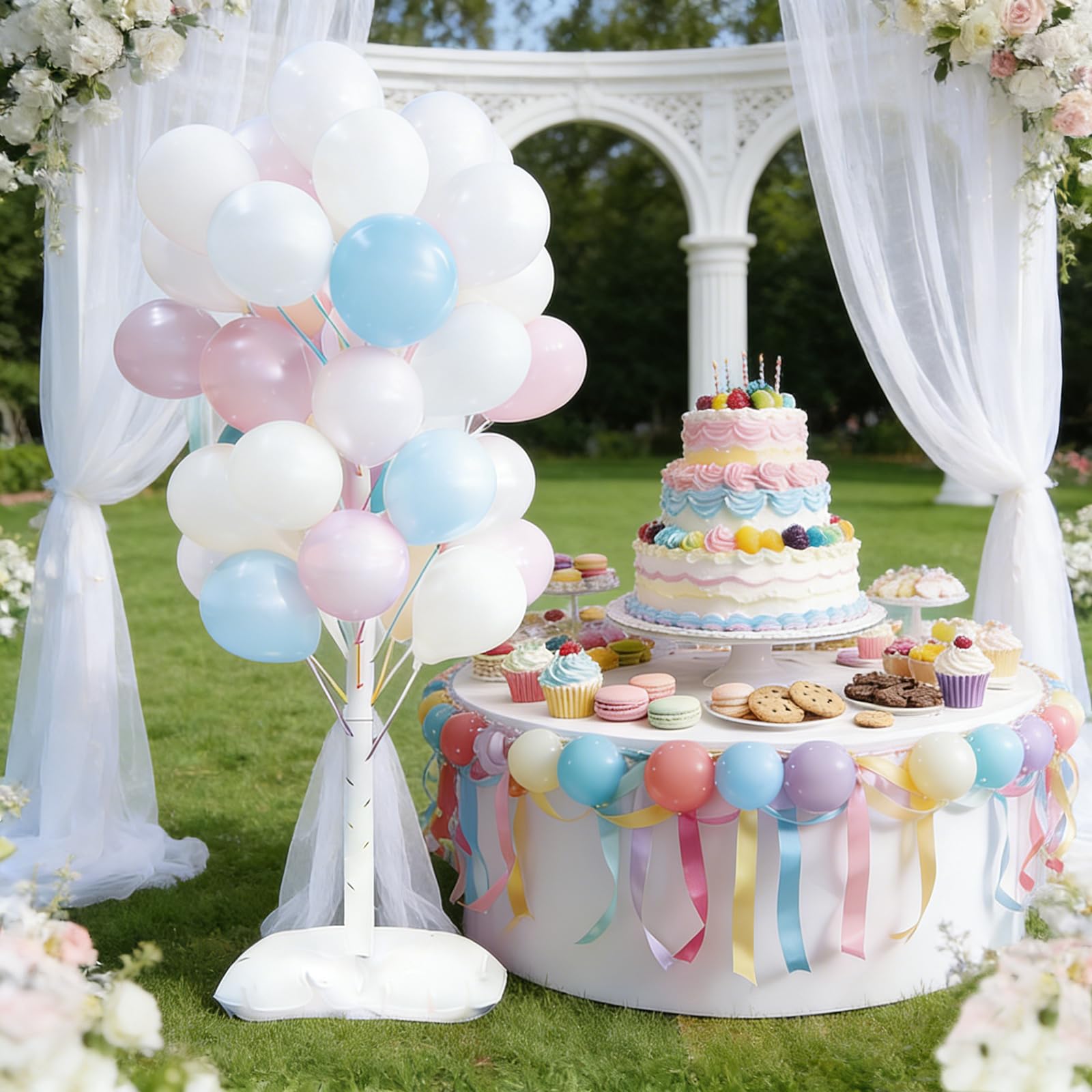 Ballonsäulenständer-Kit, Ceither Ballonbogen-Ständer 6,6 m Ballonturm, für Partydekoration, Hochzeit, Weihnachten, Geburtstag