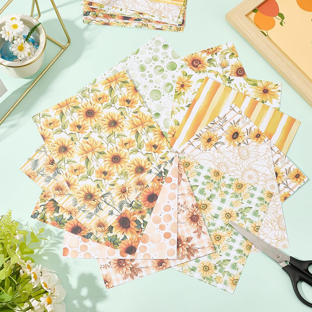 HADEEONG Carta Per Scrapbooking 30x30 Cm, 24 Fogli Con 12 Disegni Primaverili Di Fiori, Stampa Fronte/Retro, Per Biglietti E Fai Da Te
