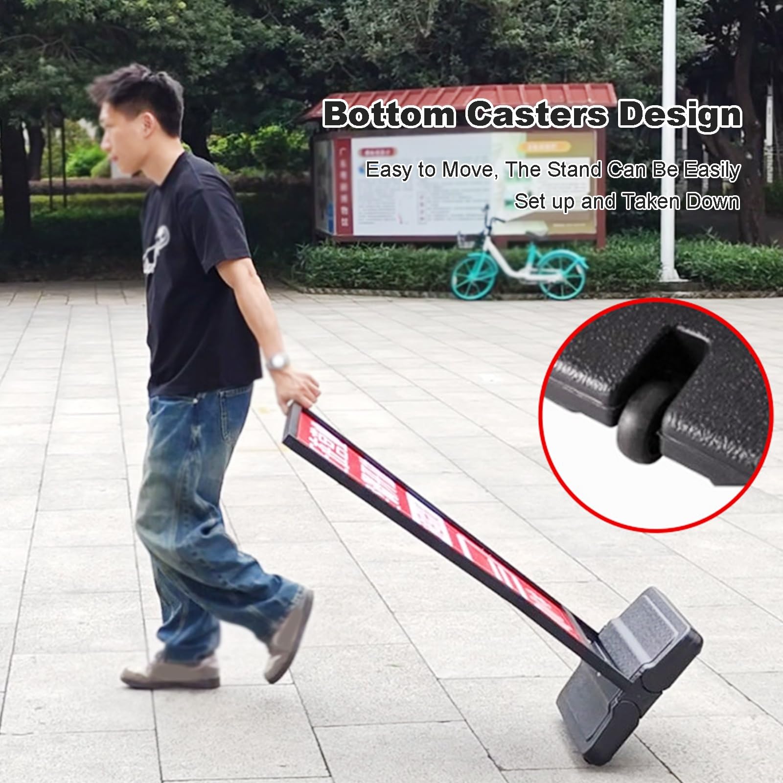 Soporte para Carteles de Exterior, Resistente al Viento, Resistente, con Base Rellenable y Ruedas para Eventos Comerciales y Minoristas(60x100cm)