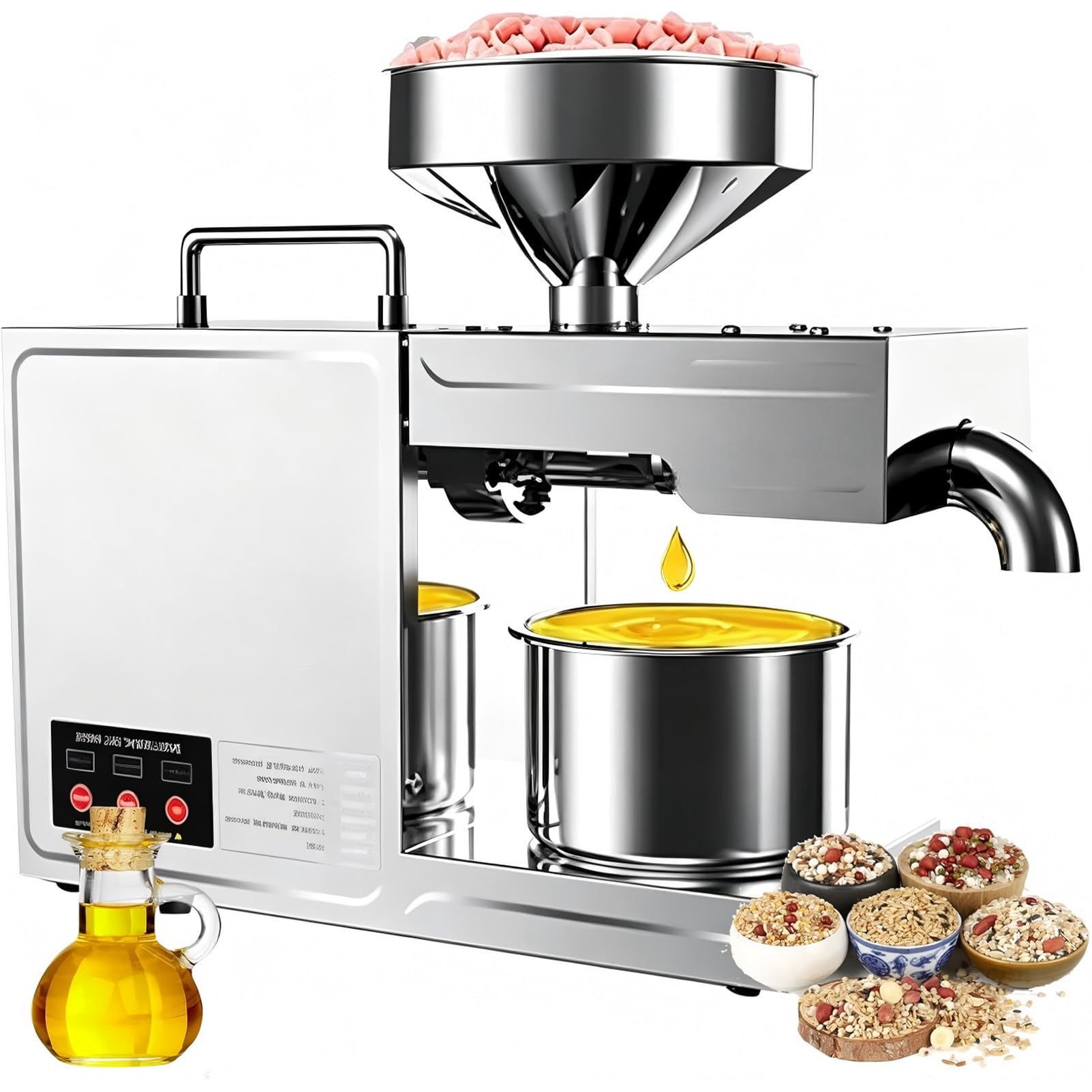 PweKzxt Oil Press Machine, Automatic Oil Press Machine, Cold Hot Press for Home Kitchen,Automatic Oil Press Extractor, Cold Hot Pressed Oil Machine,for Various Seeds and Nuts