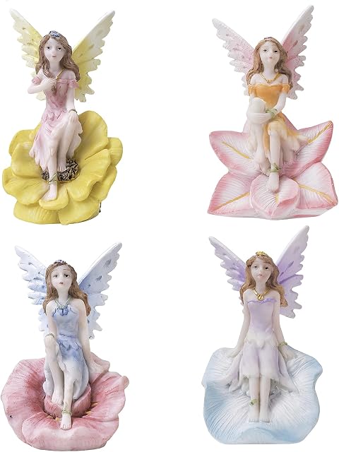 Pelle & Sol Set of 4 Flower Fairies Garden or Home Ornament Enchanted Fairy Figures