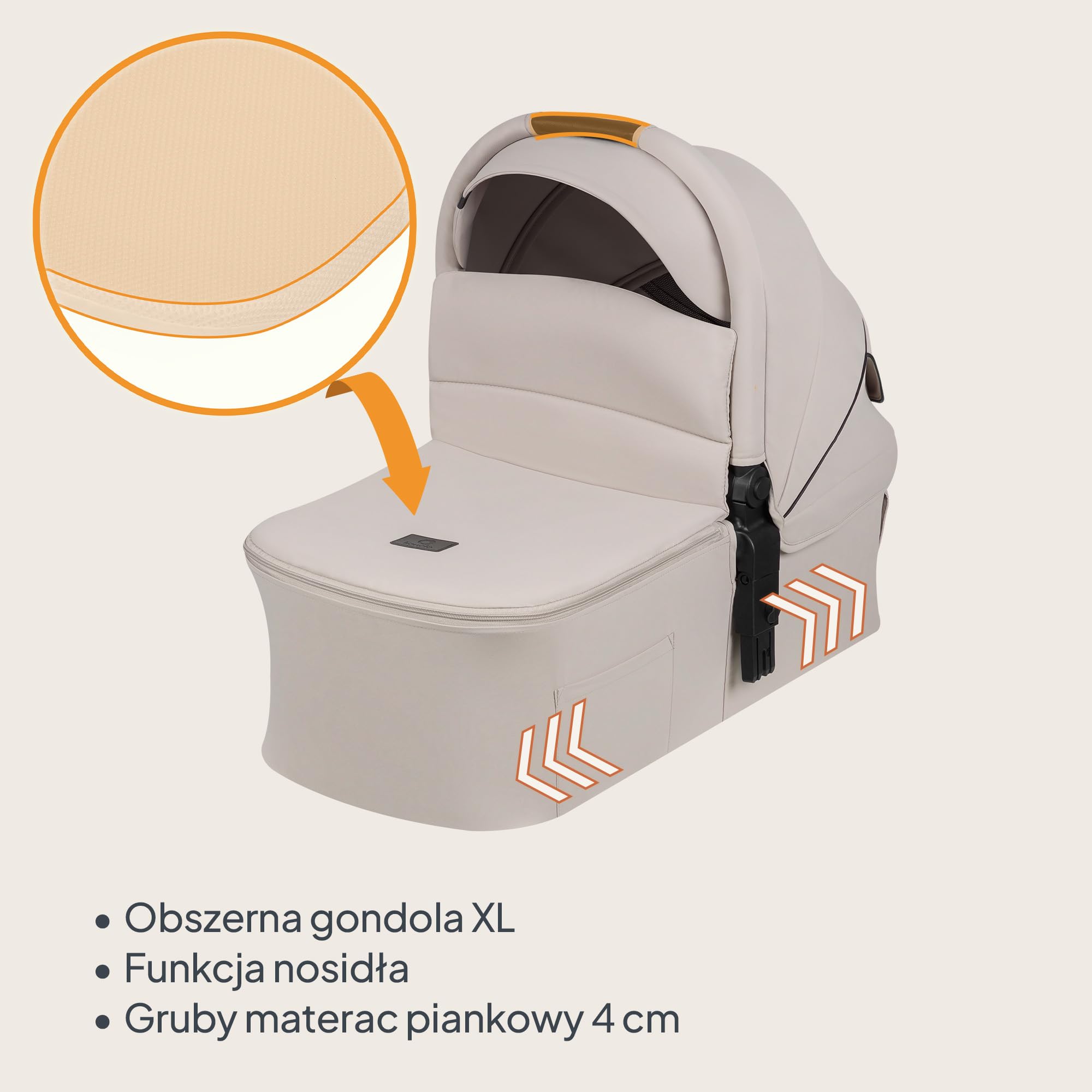 LIONELO AMBER PLUS 2 w 1 Spacerowy Wózek Dziecięcy od 0 do 4 lat do 22kg z Gondolą XL, Regulacja Oparcia, 5 Punktowe Pasy Duże Terenowe Koła 360o Budka XXL Amortyzacja Spacerówka