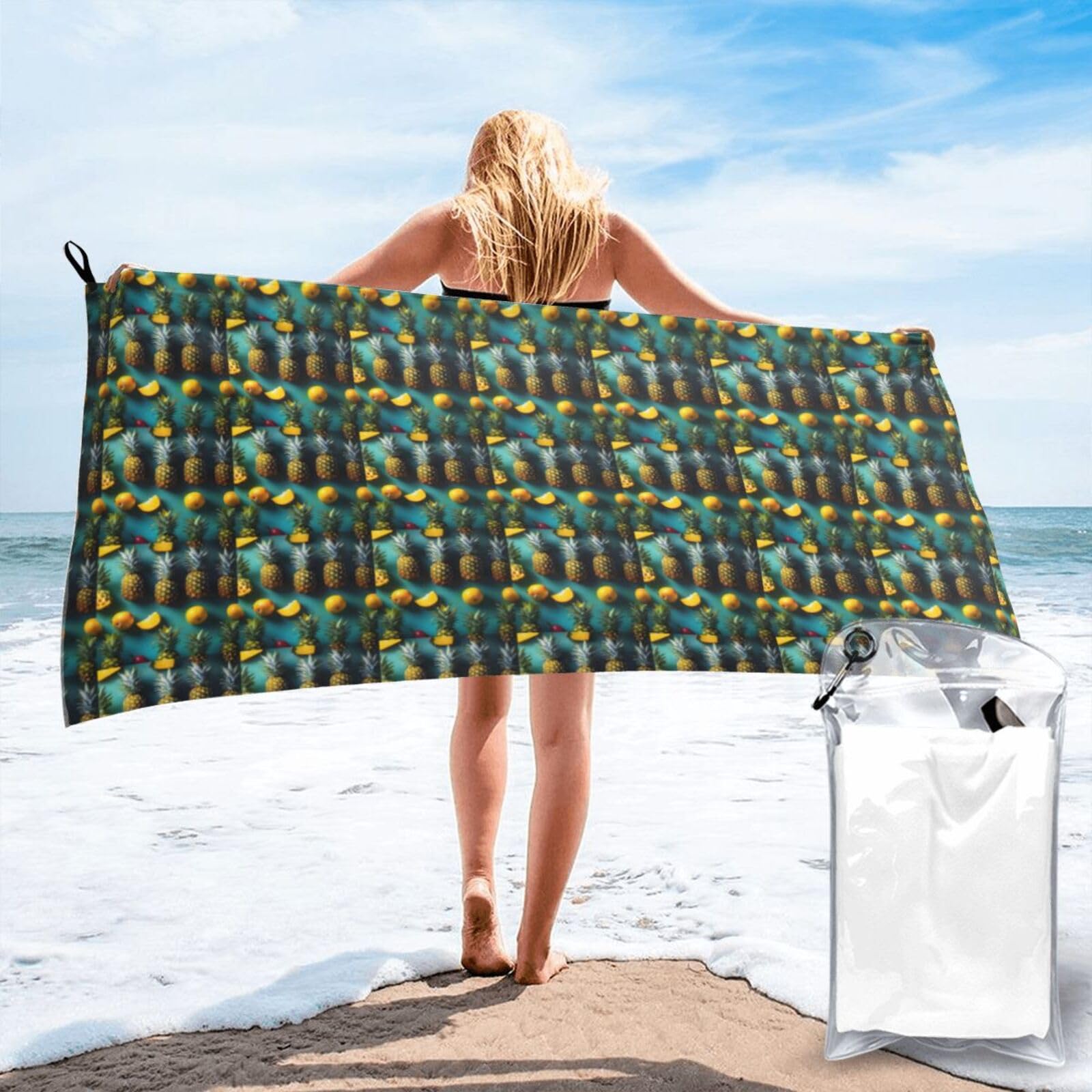 AYYQWE Tropical Fruit Pineapple Print Lightweight Towel For Men Women Travel Beach Camping Hiking Yoga Swimming Sports