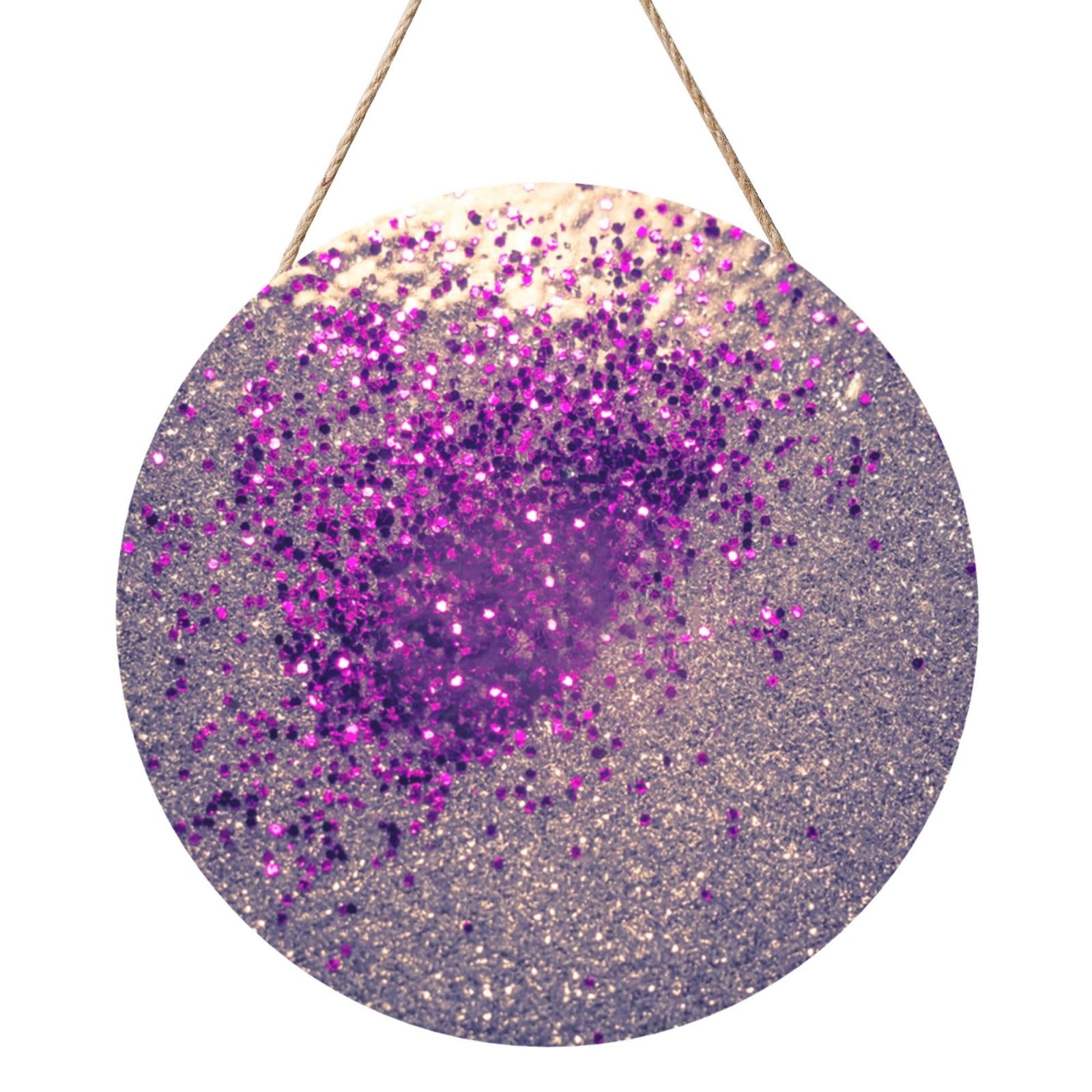 InOmak Silver Purple, Round Wood Panel Painting 12 in, Wall Hanging Painting For Home