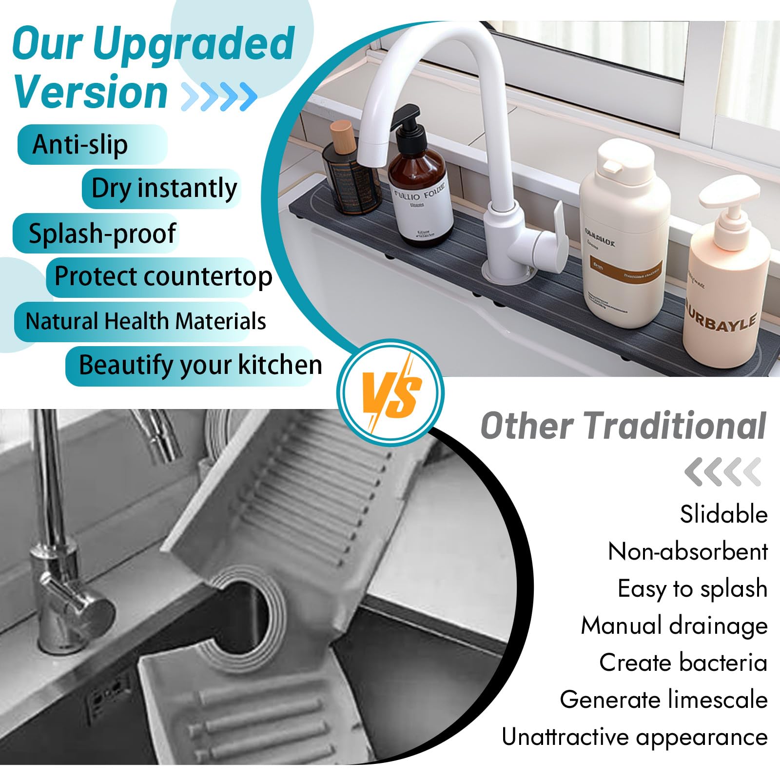 Drying Stone Faucet Mat - Fast Drying & Spill Proof -8 Drying Stone Faucet Mat - Fast Drying & Spill Proof -8