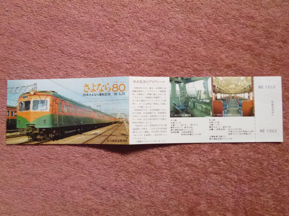 Amazon.co.jp: さよなら8080系さよなら運転記念乗車券1枚(日本国有鉄道