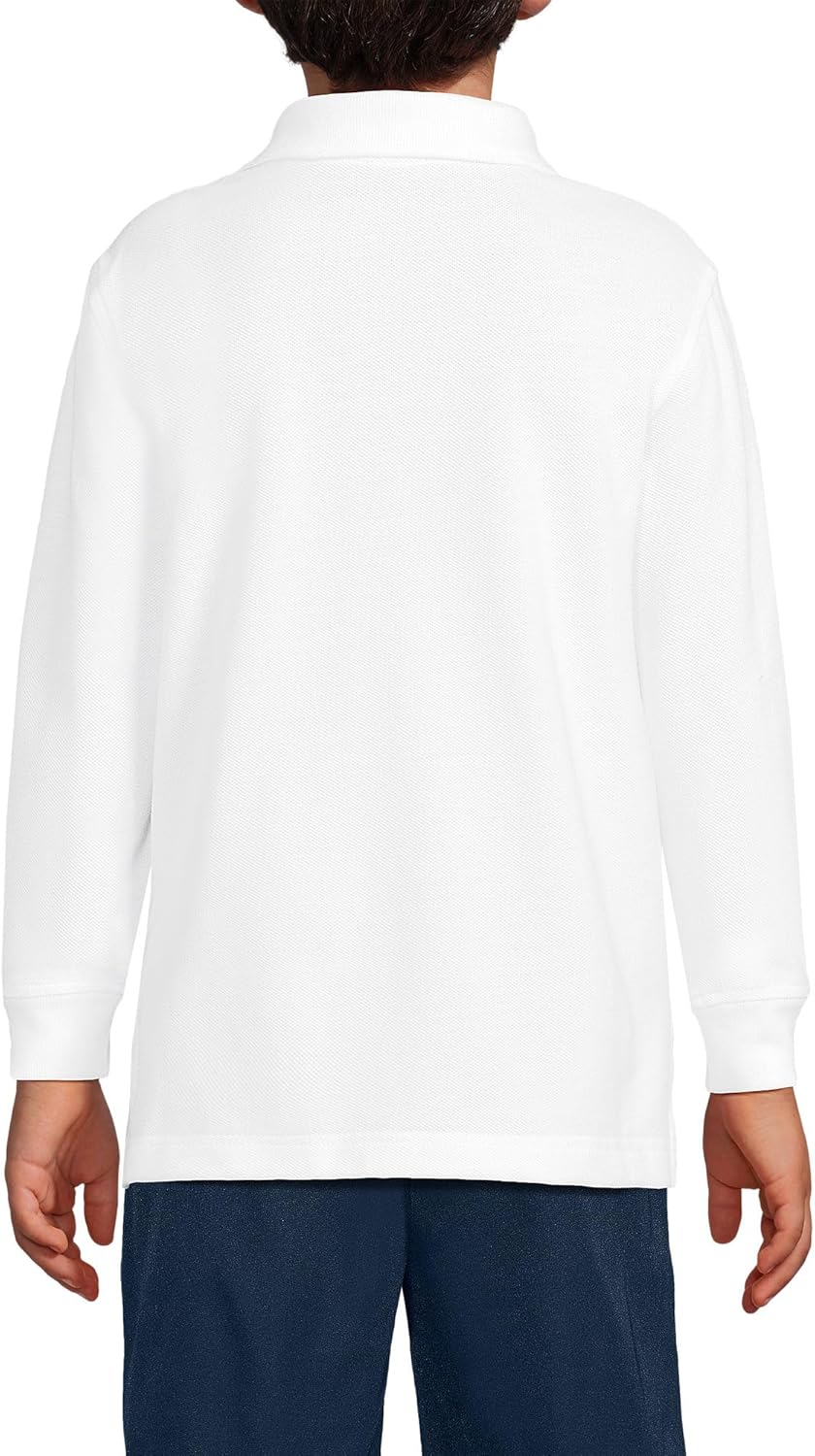 Lands' End School Uniform Kids Long Sleeve Mesh Polo Shirt - Image 5