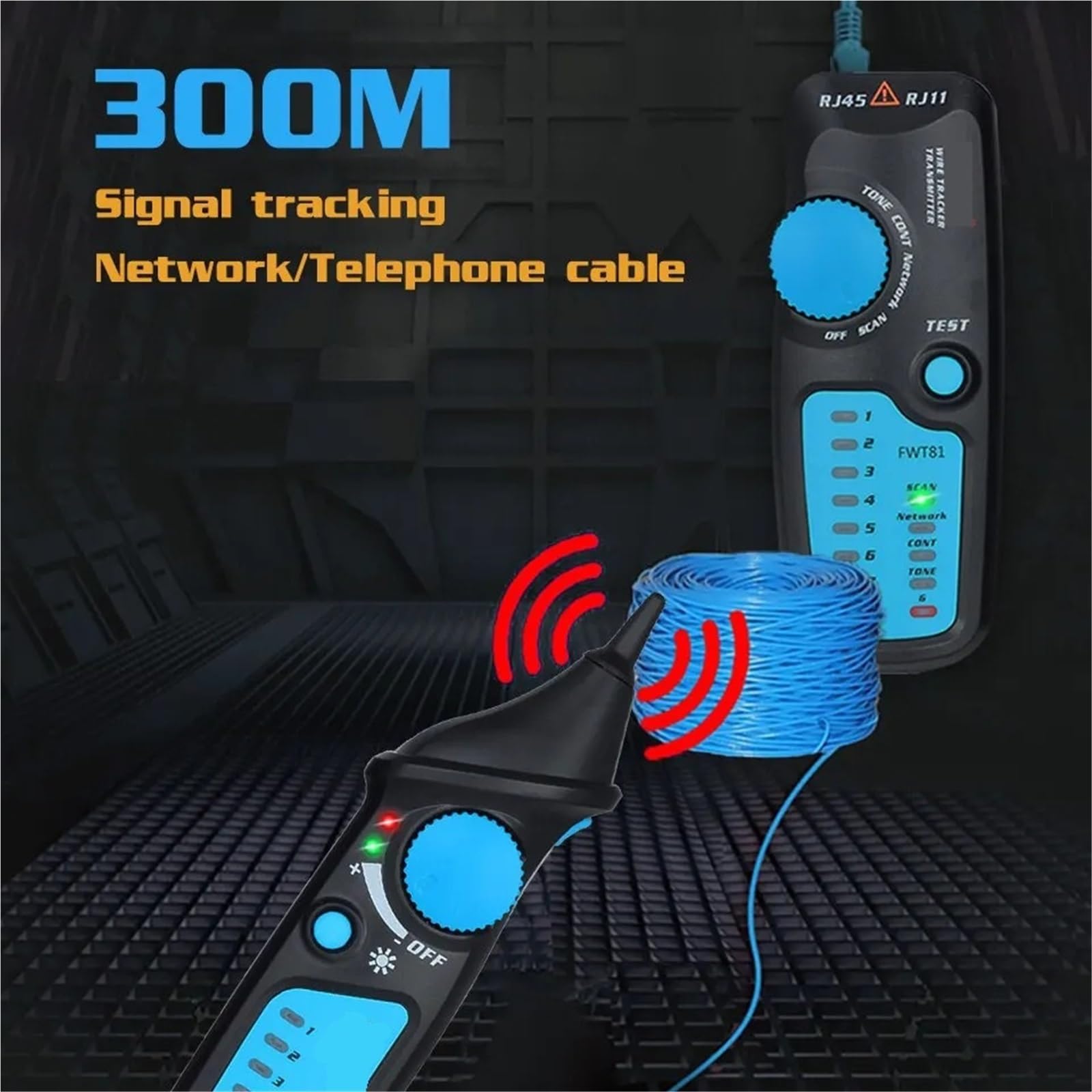 Tester Sieci, Lokalizator kabli sieciowych Detecteur FWT81 RJ11/45 Lan Ethernet Tester przewodów telefonicznych Narzędzie telekomunikacyjne Praca pod napięciem 48 V