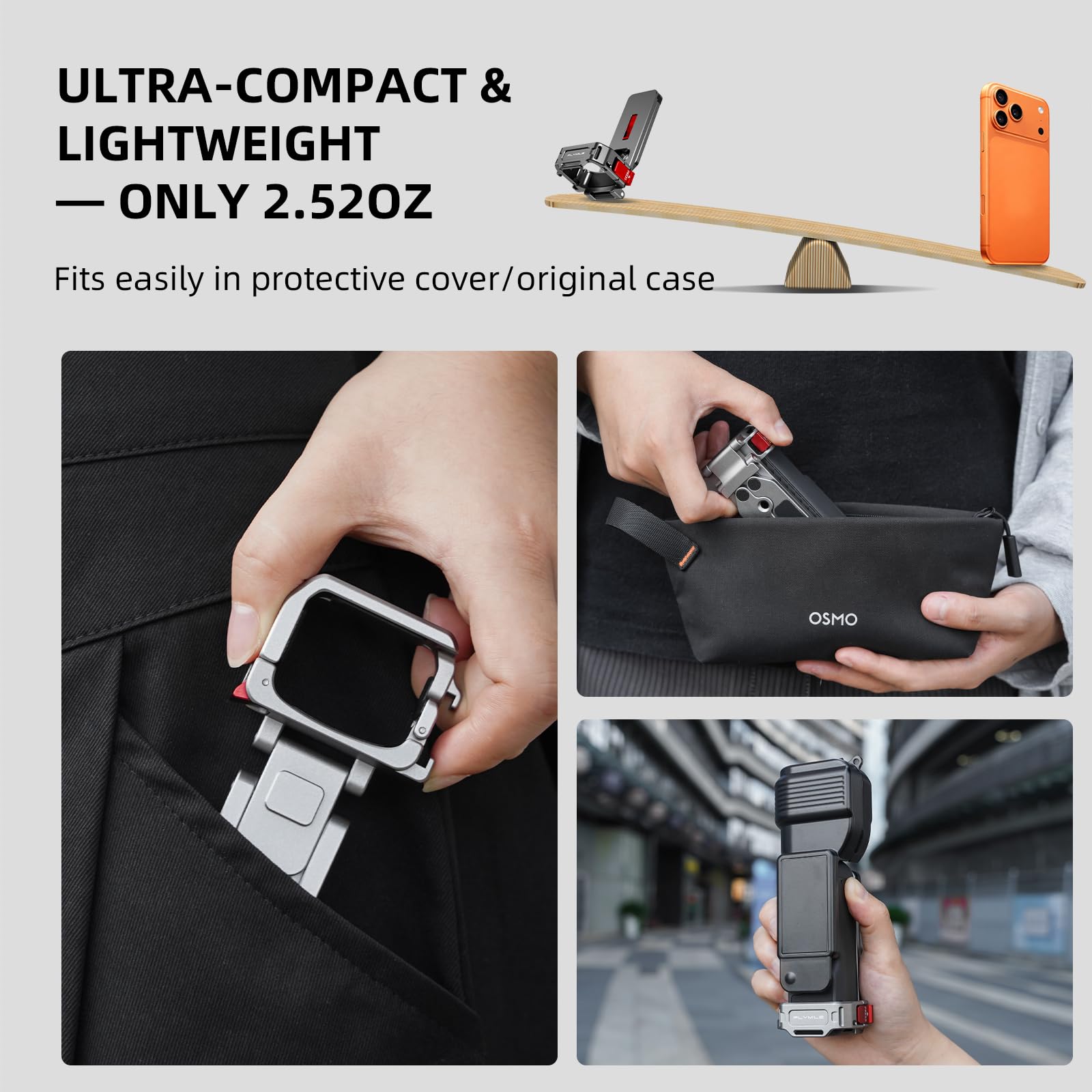 Kieszonkowy uchwyt magnetyczny 4/3 mini statywu, metalowy zacisk klatkowy ze stojakiem na hak Mantis, Cold Shoe i otwór na śrubę 1/4", adapter rozszerzający Mount do DJI Osmo Creative Combo