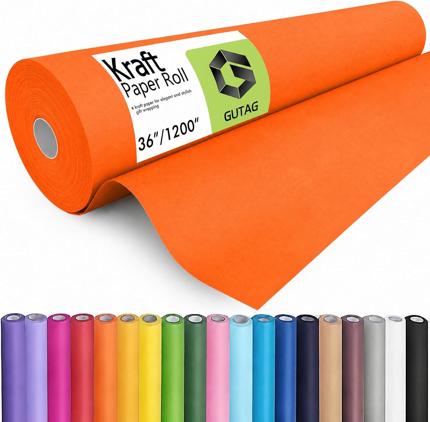 GUTAG 36" x 1200" (100') Kraft Paper Roll for Craft Bulletin Board Paper Art Table Covering Crafting Gift Wrapping Bouquet Packing Parcel 70GSM 50LB (Black, 36x1200)