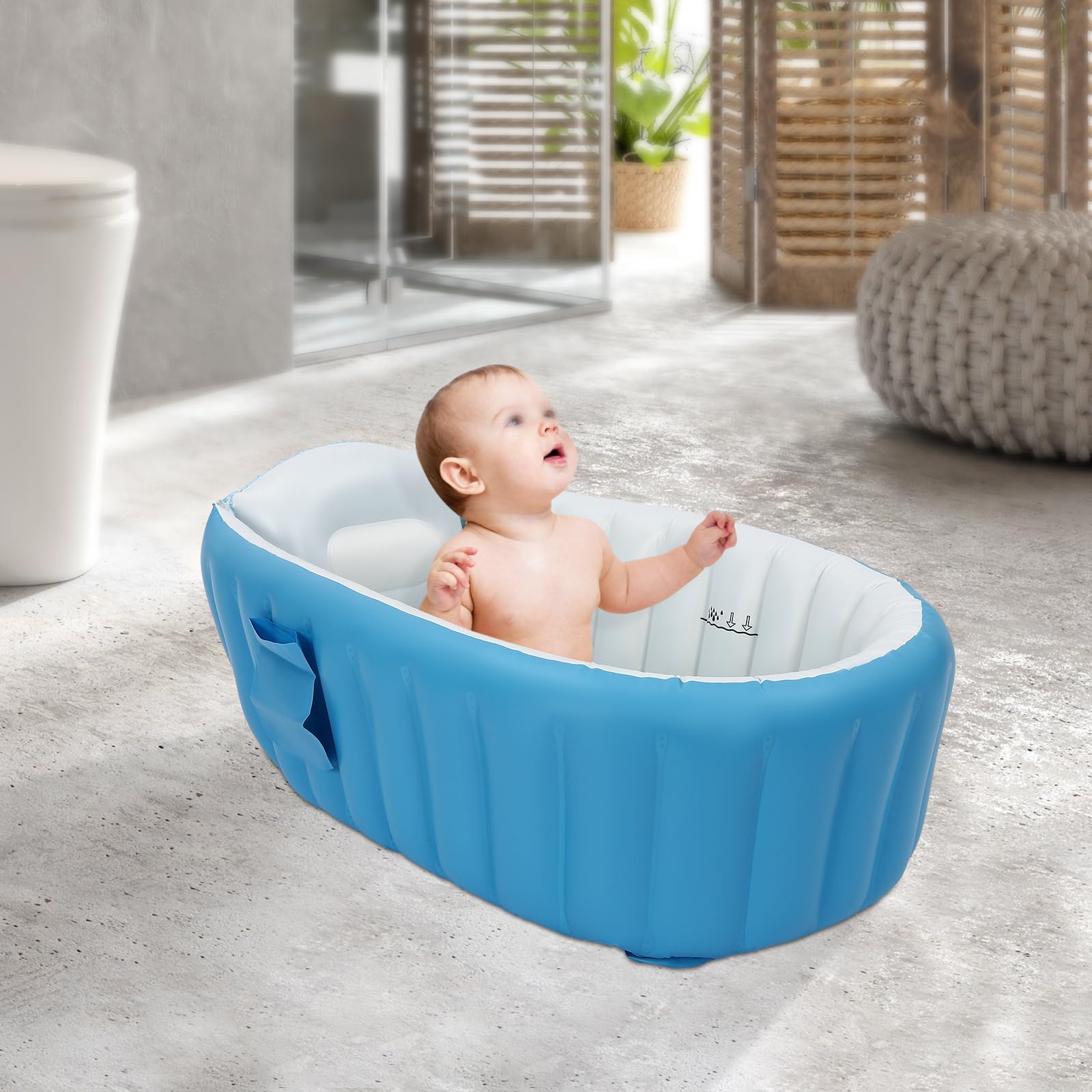 Vasca da bagno gonfiabile per bambini, portatile da viaggio per neonato, vasca da bagno per bambini con pompa ad aria, pieghevole antiscivolo bacino doccia mini aria piscina per neonati piscina per