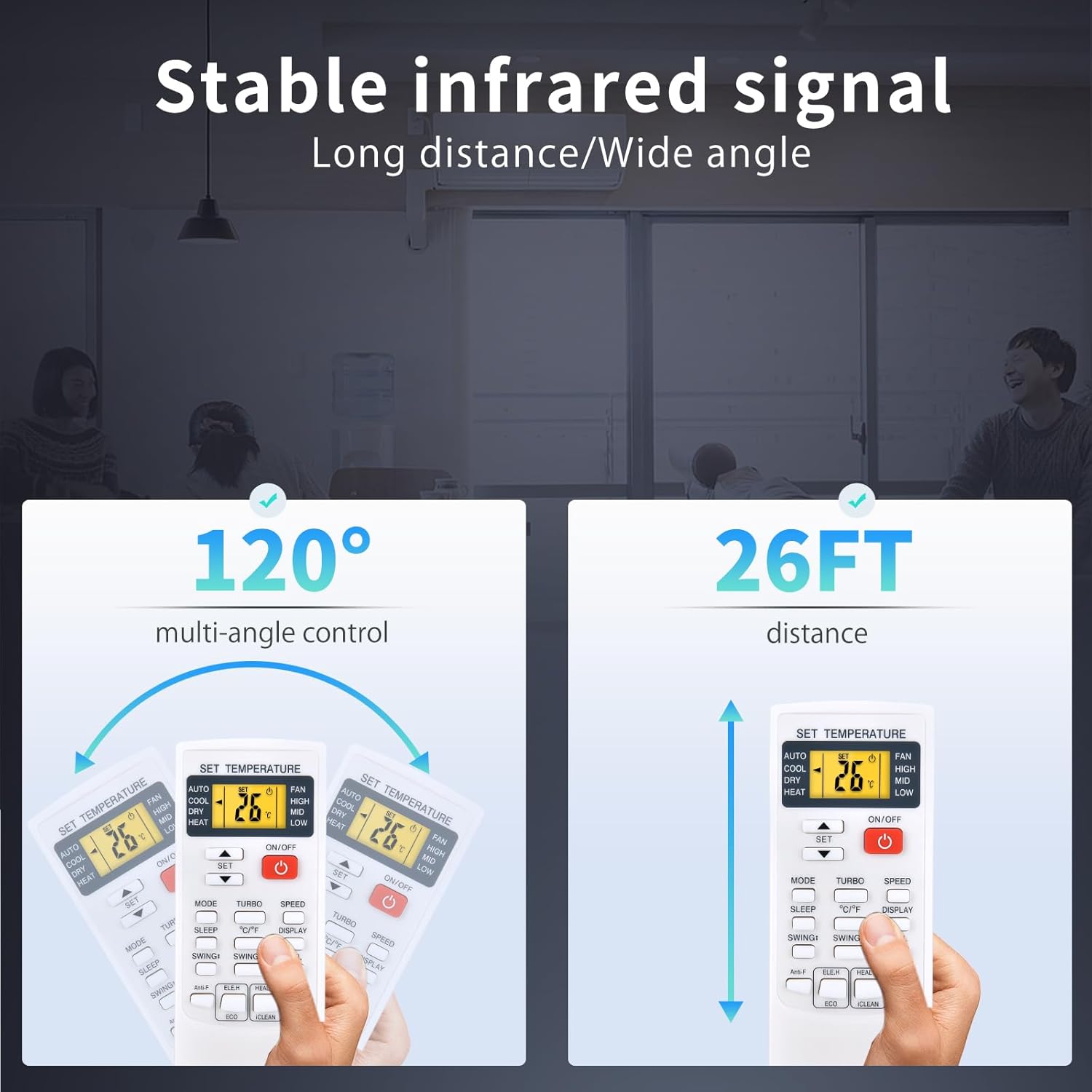 Air Conditioner Replacement Remote Control for AUX YKR-H/102E YKR-H/002E YKR-H/006E YK-H/132E, for Honeywell HL14CESWG, for COSTWAY 12000BTU Mini Split Air Conditioner image 6 of 8 B0FD2PVSD2