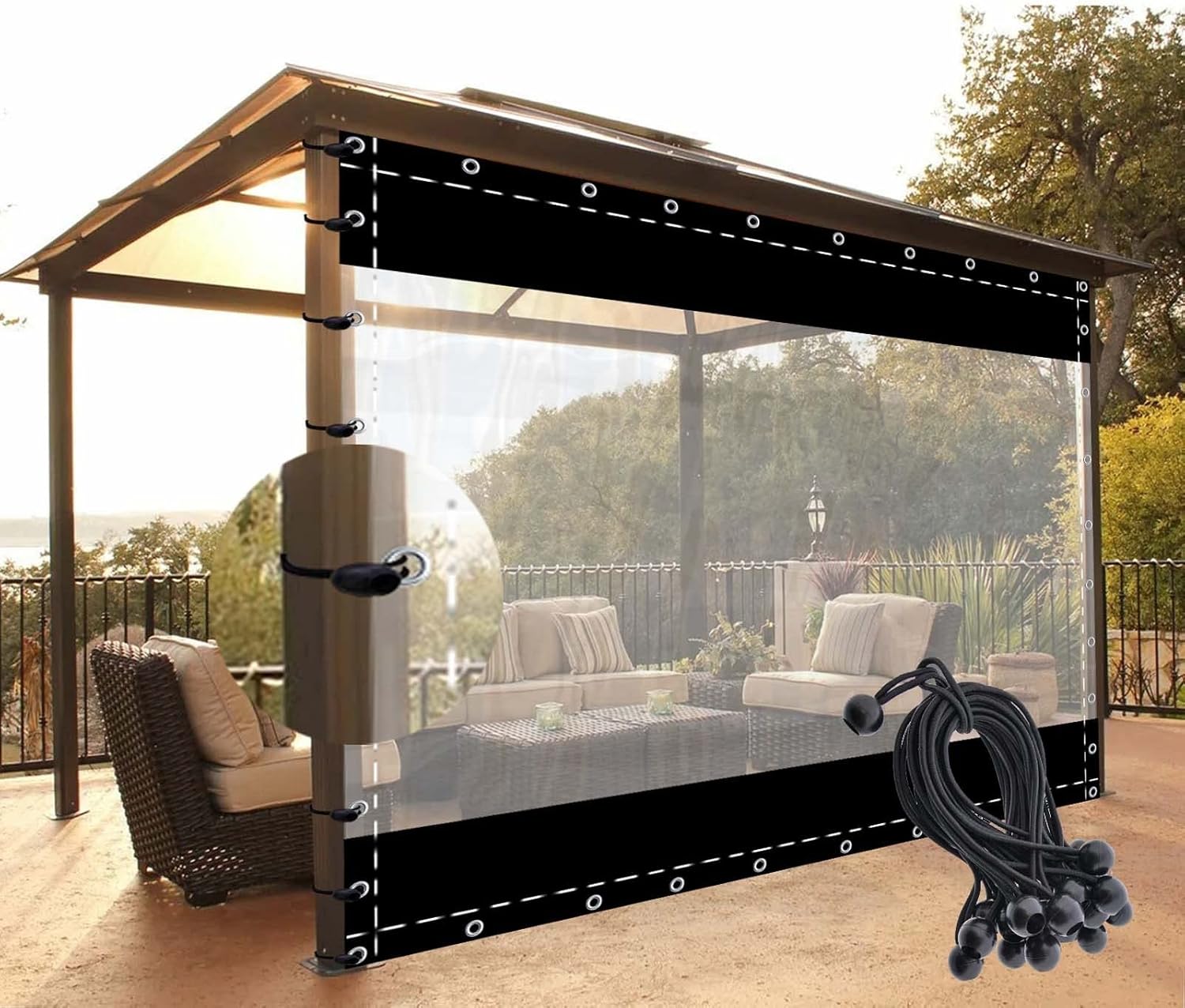 JIwqDY Tende da Esterno Trasparente con Passanti, Tende Gazebo L