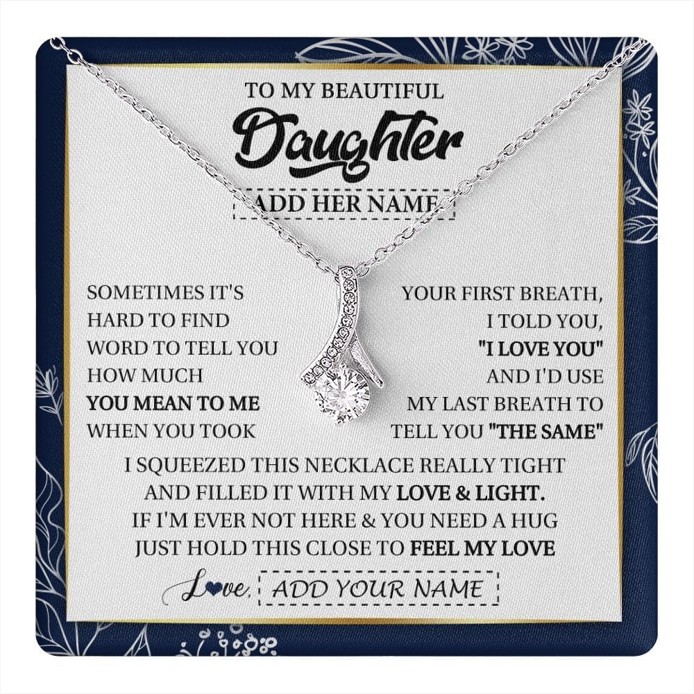 Yametee Personalized To My Daughter Birthday Gifts From Mom Dad Mother Always Love You Daughter Necklace Gifts Jewelry Christmas Custom Gift Box Message Card