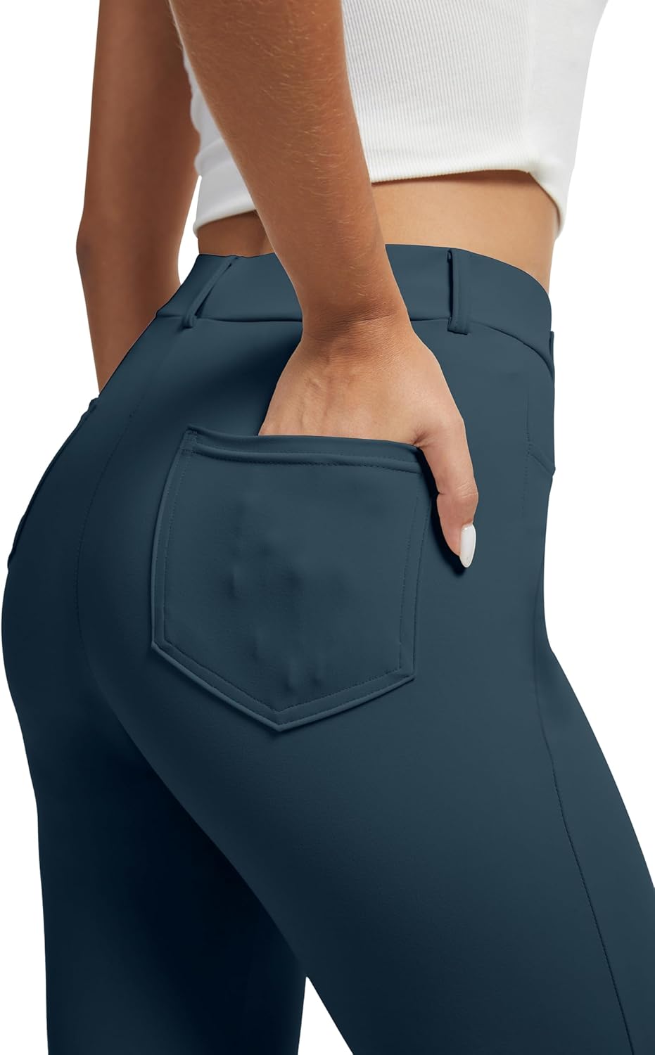 VIMPEP Women’s Fleece Lined Dress Pants Stretchy High Rise Straight Leg with Pockets Yoga Work for Cold Weather 1203 - Image 3