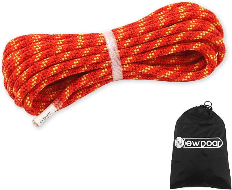 CE & UIAA Certificated 5/16(8mm) Static Climbing Rope 14KN High Strength Accessory Cords 33FT/66FT/98FT/165FT Safety Rope for Rock Climbing, Outdoor Survival, Hiking, Mountaineering