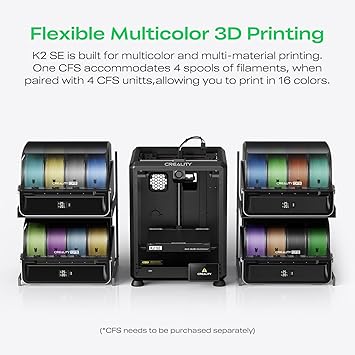 Creality K2 SE 3D Printer, 500mm/s High-Speed Printing, Support Multi Color 3D Printing Needs CFS, Solid Metal Build, Auto Leveling, Direct Drive Extruder, Quick-Swap Nozzle, 220215245mm Print Size
