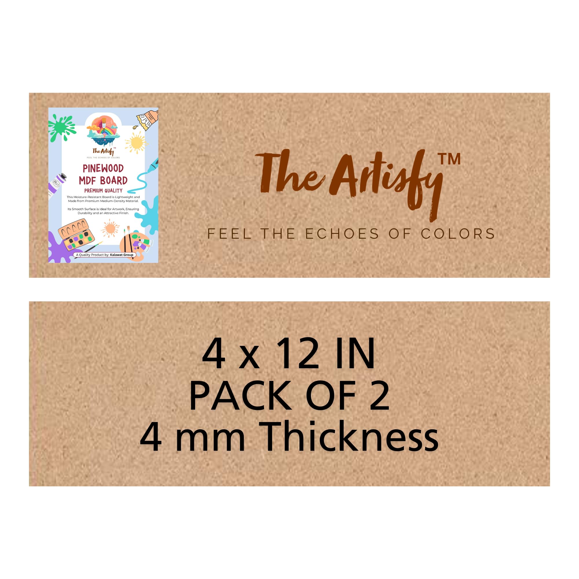 Rectangular MDF Board 4x12 Inch (4mm Thick) | Pack of 2 | Premium Laser Cut Wooden Base for Mandala Art, Lippan Art, Resin Art, Acrylic Painting, DIY Wall Hanging & Home Decor | Smooth Finish Craft Board for Artists & Students-image-37