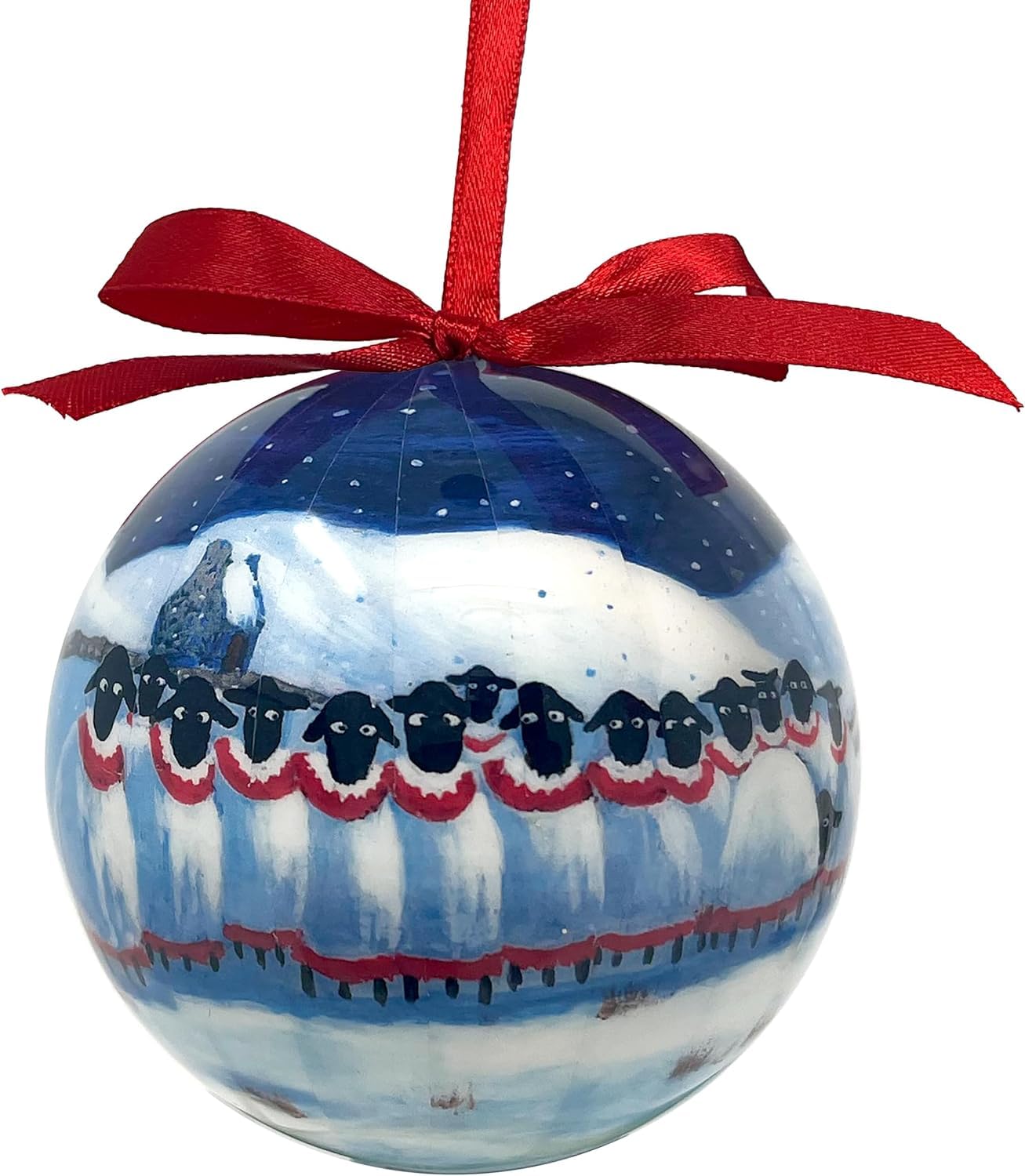 Thomas Joseph Blue Sheep Christmas Bauble By - Ornament Ball Tree Decoration - We Wish Ewe A Merry Christmas