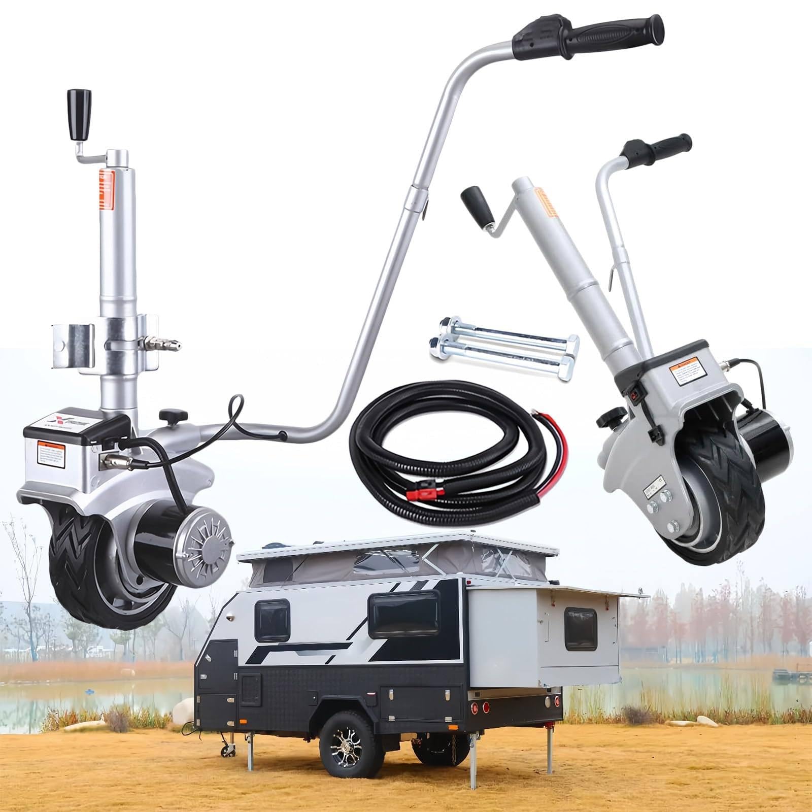 BeoyNot 12V Motorised Jockey Wheel,Ratchet Trailer Jack,Electric Trailer Dolly,Aluminium Motorised Jockey Wheel Trailer Mover,2270KG Towing Capacity, 6-7m/min Speed,for Caravan Boat Trailer