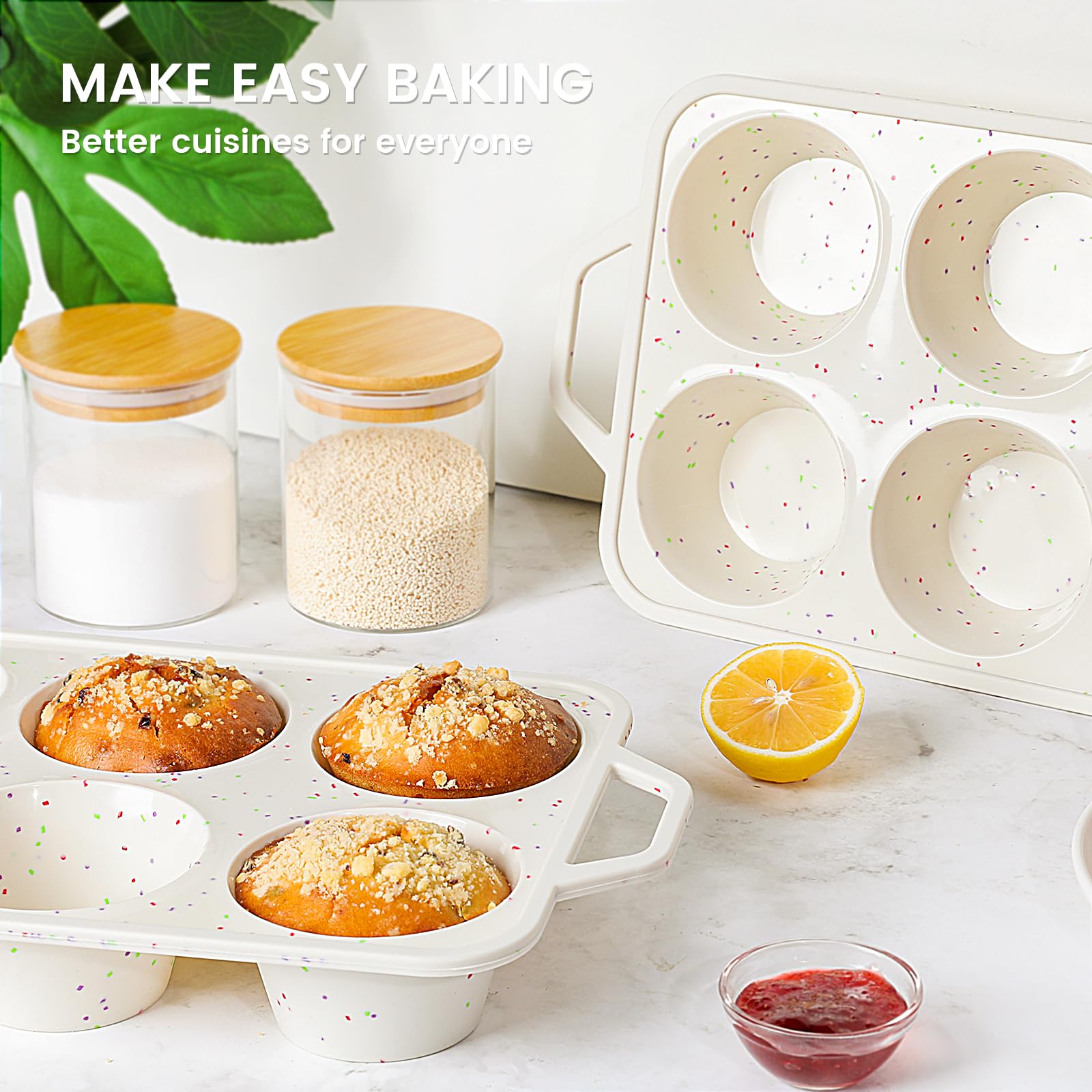 Vinino Jumbo-Muffinform mit metallverstärktem Rahmen, Silikon-Cupcake-Form zum Backen, 6 Mulden, Jumbo-Größe, BPA-freies Silikon-Muffinblech, Cupcake-Backform für den Ofen, spülmaschinenfest,