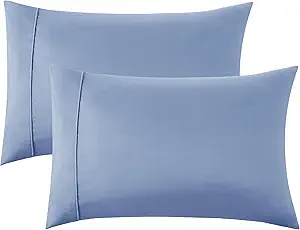 Bedsure Pillow Cases Standard Size Set of 2 - Slate Blue Brushed Microfiber Pillowcases, Super Soft and Cozy Pillow Case Covers with Envelope Closure, Wrinkle, Fade and Stain Resistant, 20x26 Inches