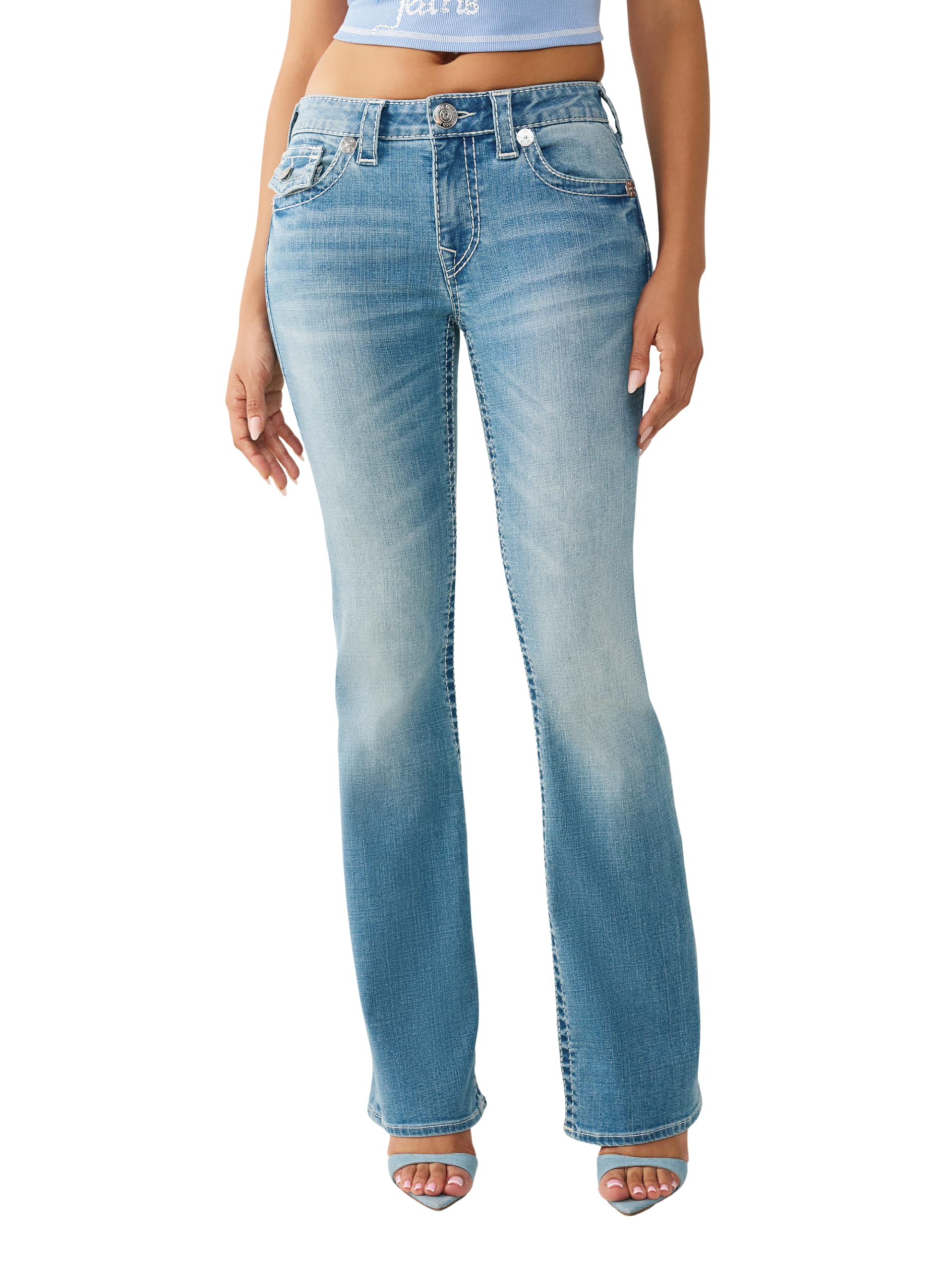 Photo 1 of True Religion Women’s Becca Tattoo Bootcut Jeans | Low Tide | 25