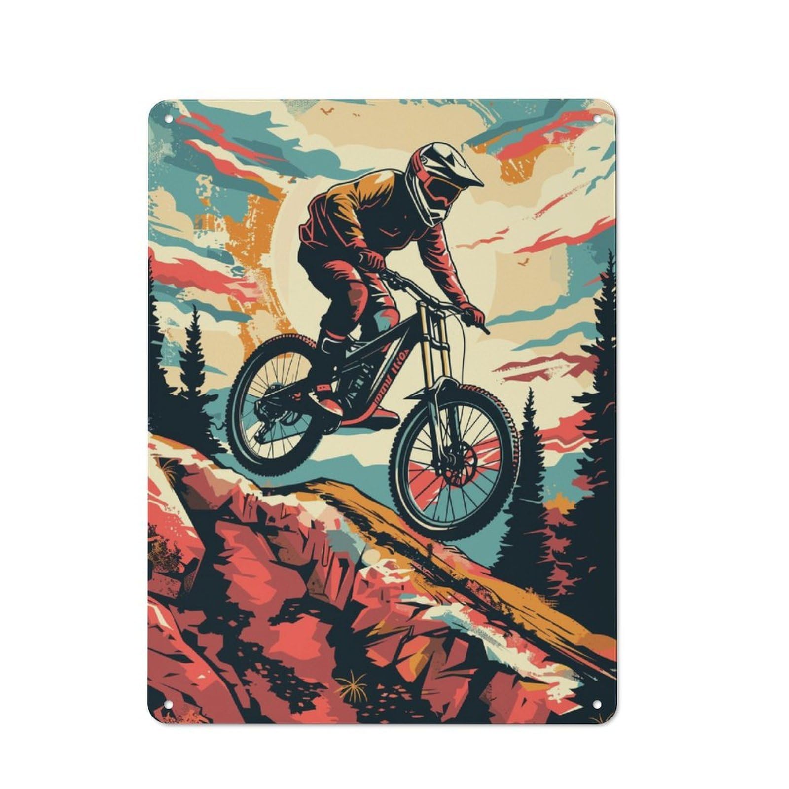 Junmoney Mountainbike Trail Biking Retro Metal Plaque 40X30cm Featuring For Garage Wall, A Winter Wall Decor Update For Workshop Decor Fans