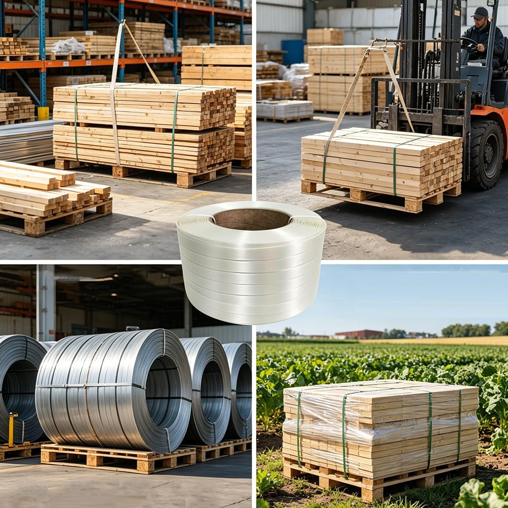 Rouleaux de feuillard Haute résistance, Corde Plate en Fibre tissée, Kits d'emballage et Sangles pour Le cerclage et l'emballage sécurisé