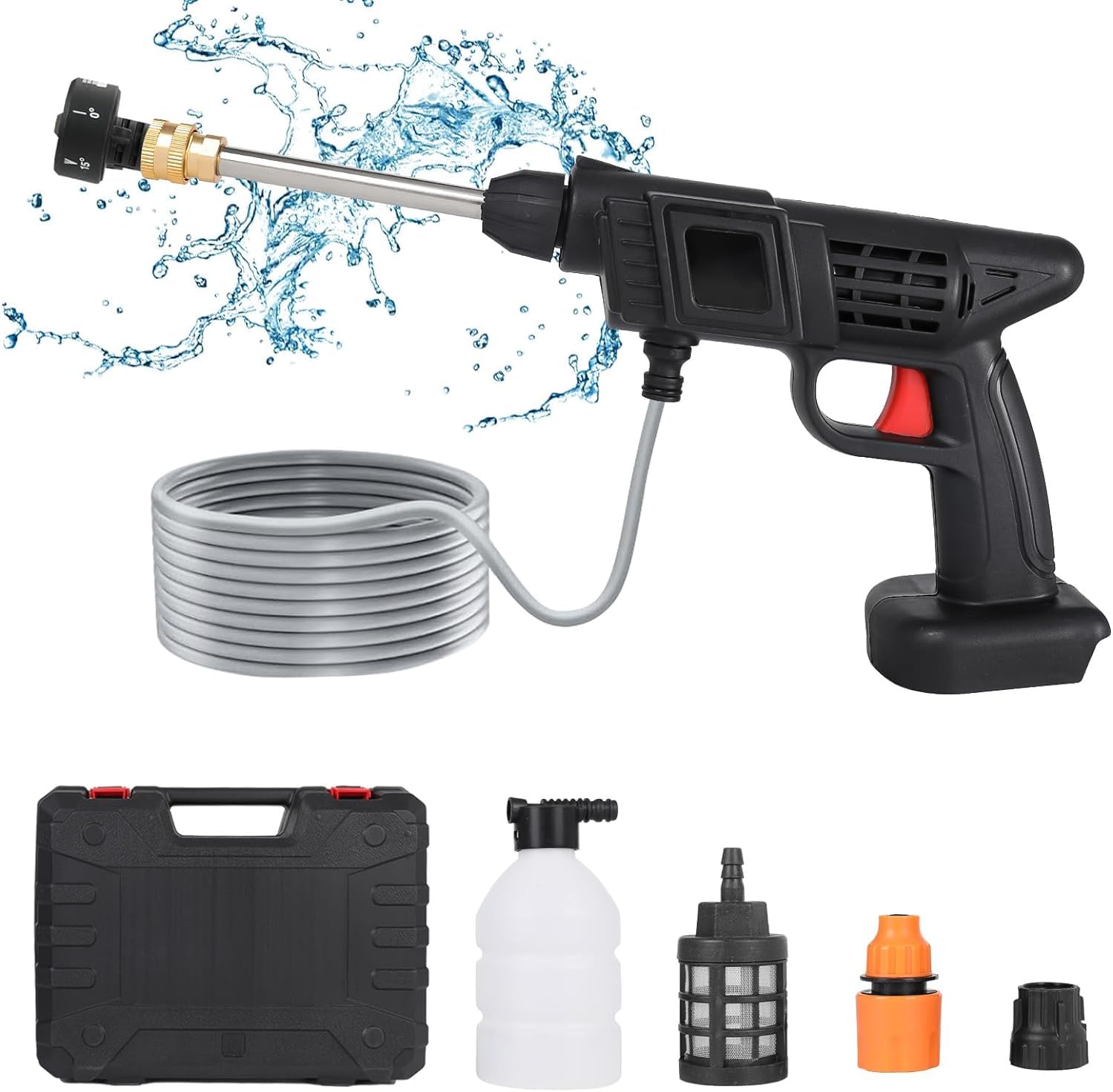 Wireless Washer Water Spray Gun for Car Wash Bike Washing Cleaning 48V Rechargeable Electric High Pressure Water Gun and 5M Hose Pipe CAR Washer High Pressure Car Washer and Solar Panel (B0D5YKFQWR) Amazon Price History, Amazon Price Tracker