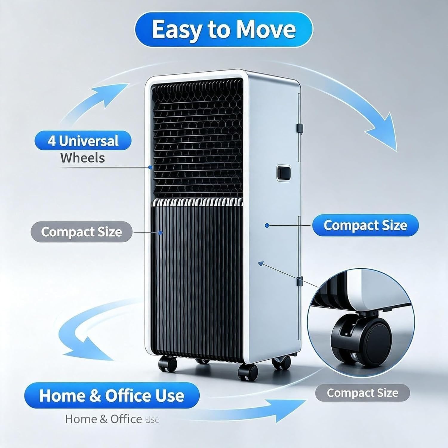 Aire Acondicionado Portátil 14000 BTU Frío y Calor 2 en 1, Unidad de Climatización Móvil de Pie con Ruedas, Equipo Compacto para Salón Oficina Dormitorio, A+12000 Btu, A+12000 BTU