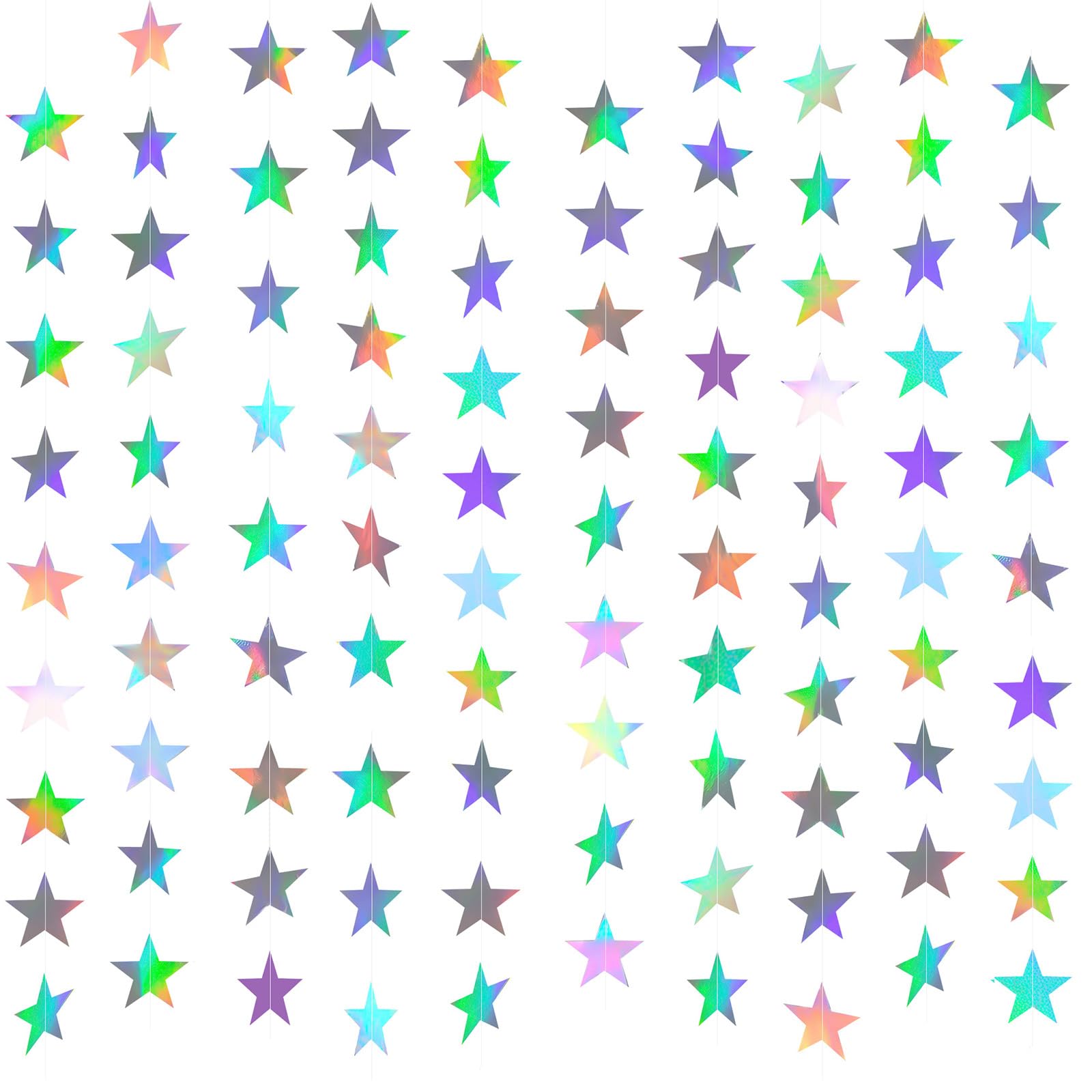 NACHLYNN 10 Pcs Star Garland 130 Ft for Birthday Party(Vibrant Colors)