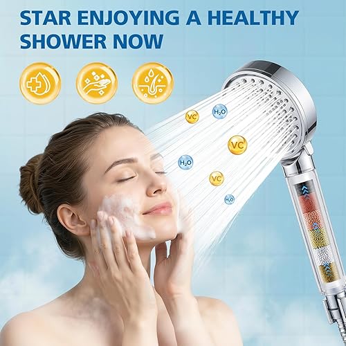 Miniatura 7 de Paquete de 4 filtros de repuesto compatibles con cabezal de ducha de mano Cobbe, filtros suavizantes de agua para agua dura y cloro, reduce la