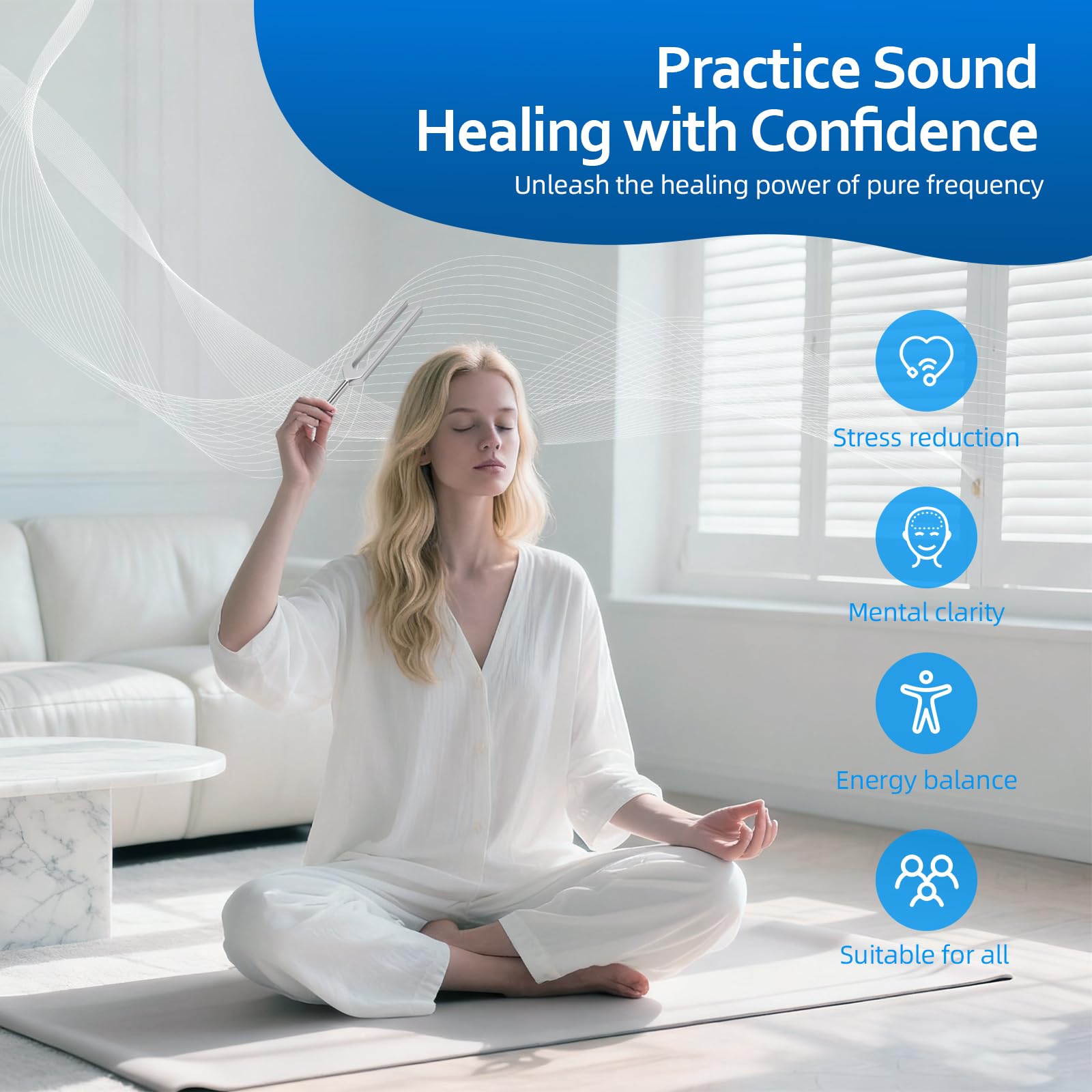 Stimmgabel Set, 9-teiliges Solfeggio Set aus Aluminium mit Silikonhammer & Tasche,174-963 Hz für Stimmgabeltherapie,Meditation und therapeutische Anwendung, Klangtherapie