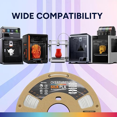 Vista 202 de OVERTURE Filamento de ácido poliláctico de seda, 1/16 de pulgada, acabado bicolor, suave y brillante, carrete 2.2 libras, para joyería de cosplay