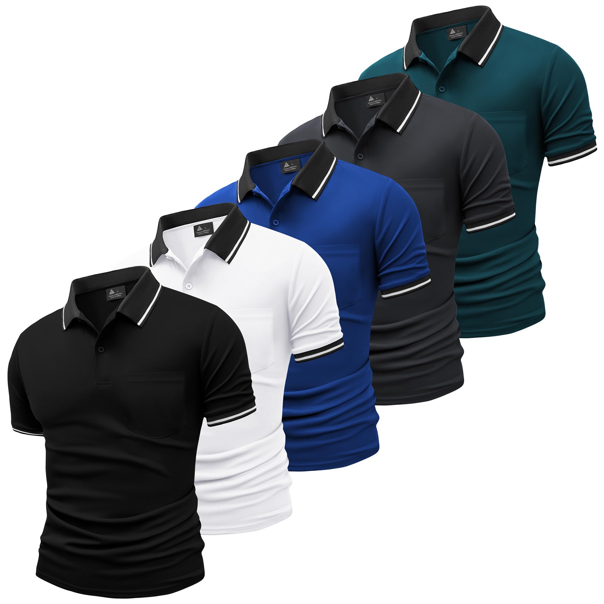 SwissWell Polo Uomo Maniche Corte Pacco da 5 Polo da Golf Tennis T Shirt Leggera e Traspirante