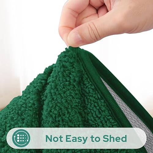 Miniatura 5 de HOMEIDEAS Juego de 2 alfombras de baño, extra suaves, peludas, absorbentes, antideslizantes, lavables a máquina, tapetes de baño para baño, bañera y