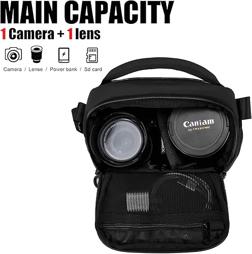 Miniatura 3 de Cwatcun Bolsa impermeable para cámara de hombro, pequeña bolsa compacta para cámara, bolsa cruzada para cámara digital, bolsa de fotografía de viaje