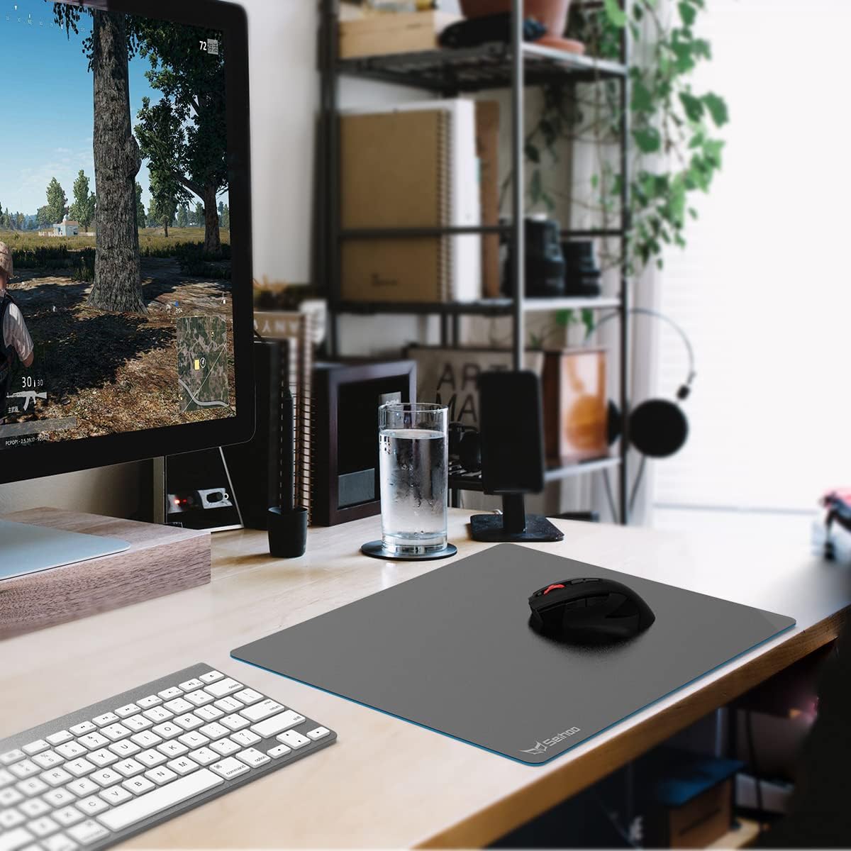 Hard Gaming Mouse Pad, 3 Layers Mouse Pad with Resin Surface, Premium Dual-Side Waterproof Sweatproof Fast and Accurate Control Hard Mousepad for Gaming, Office and Home 14.17'' x 11.02''-Grey