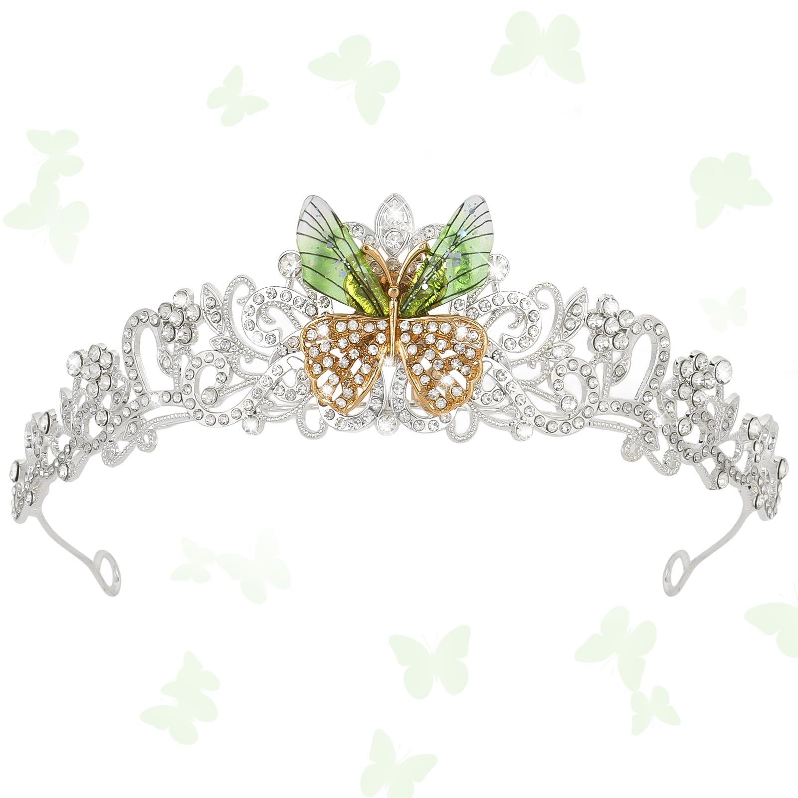 CIEHER Butterfly Headpiece Fairy Crown Green Butterfly Tiaras