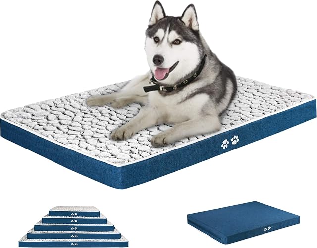 KROSER Reversible Dog Bed (Cool & Warm), 106cm Pet Bed Mattress with Water Absorbing & Waterproof Linings, Removable Machine Washable Cover, Firm Support Pet Mat for X-Large Dogs up to 41kg